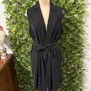 Chic Black Pinstripe Sleeveless Dress